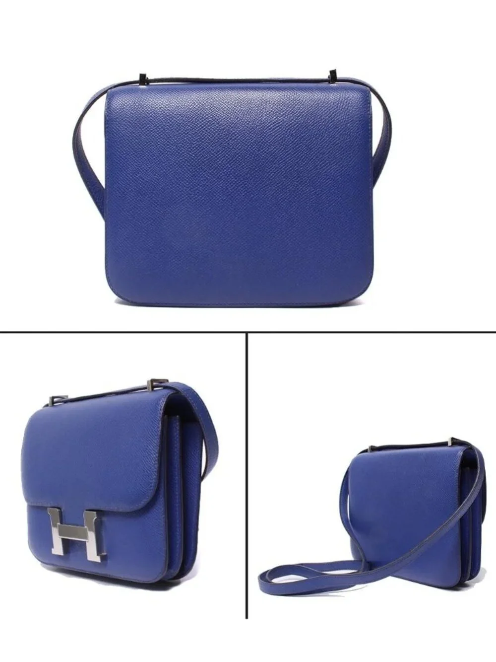 Hermes Shoulder Bag Crossbody Silver Constance
